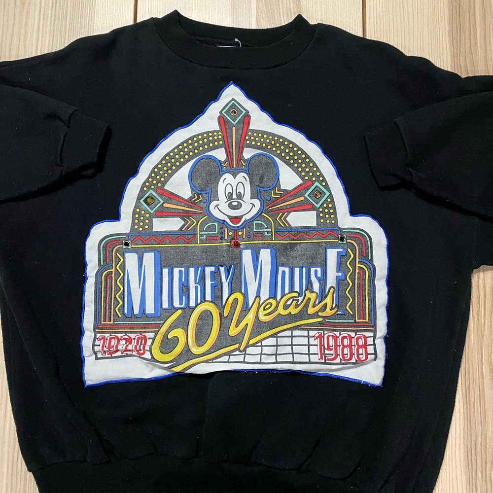 Vintage 80s Mickey Mouse Sunday Comics 60 Year Light Up Sweater Women L